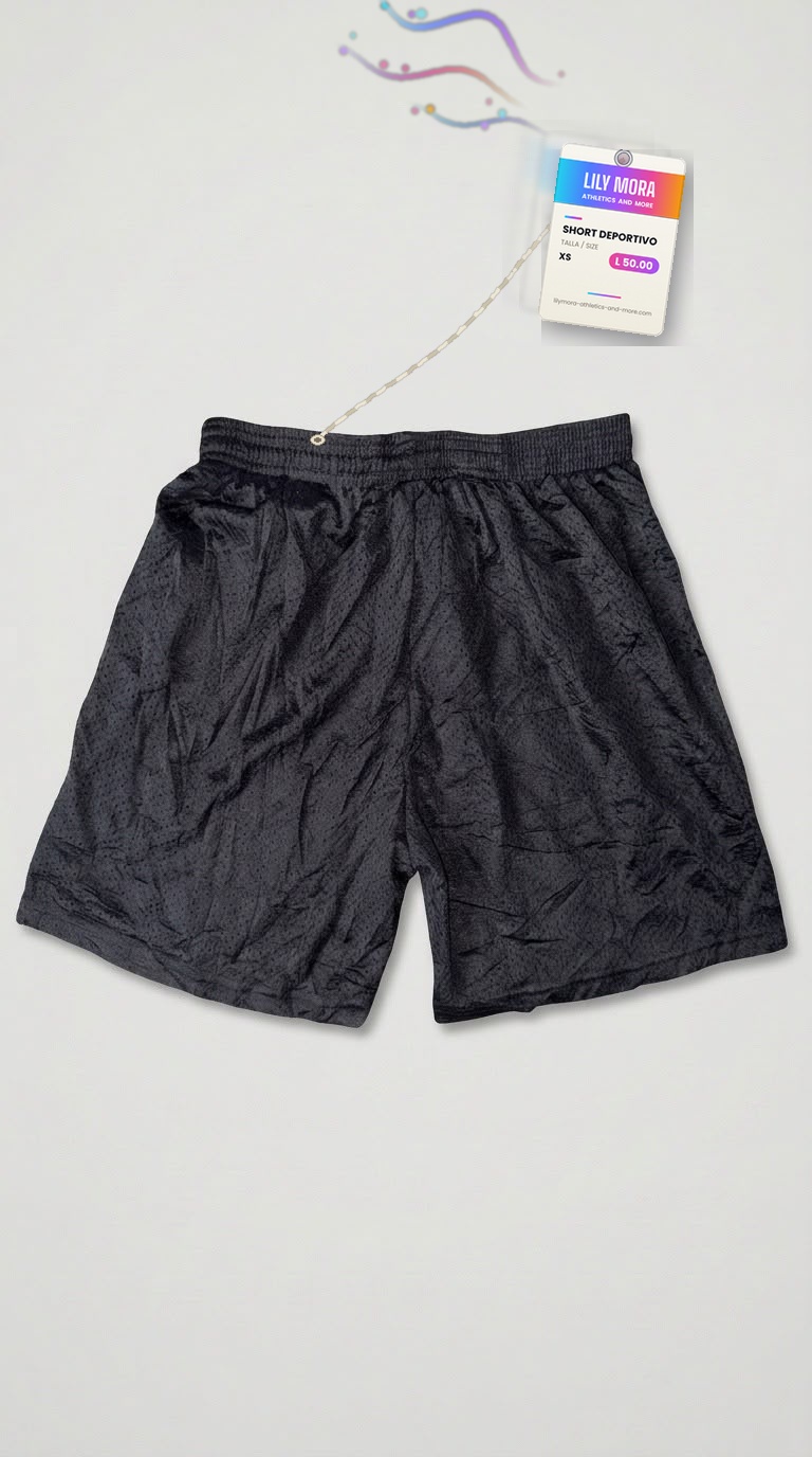 Men's black mesh shorts, back view, Lily Mora Collection Men