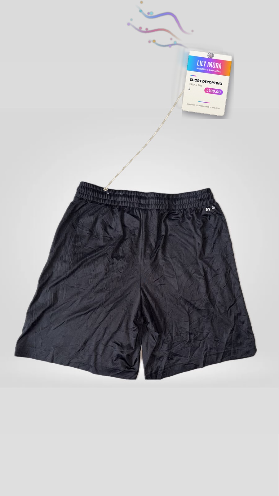 Men's black and red shorts, back view, Lily Mora Collection Men