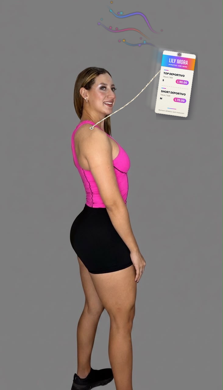 Pink sports bra and black shorts set