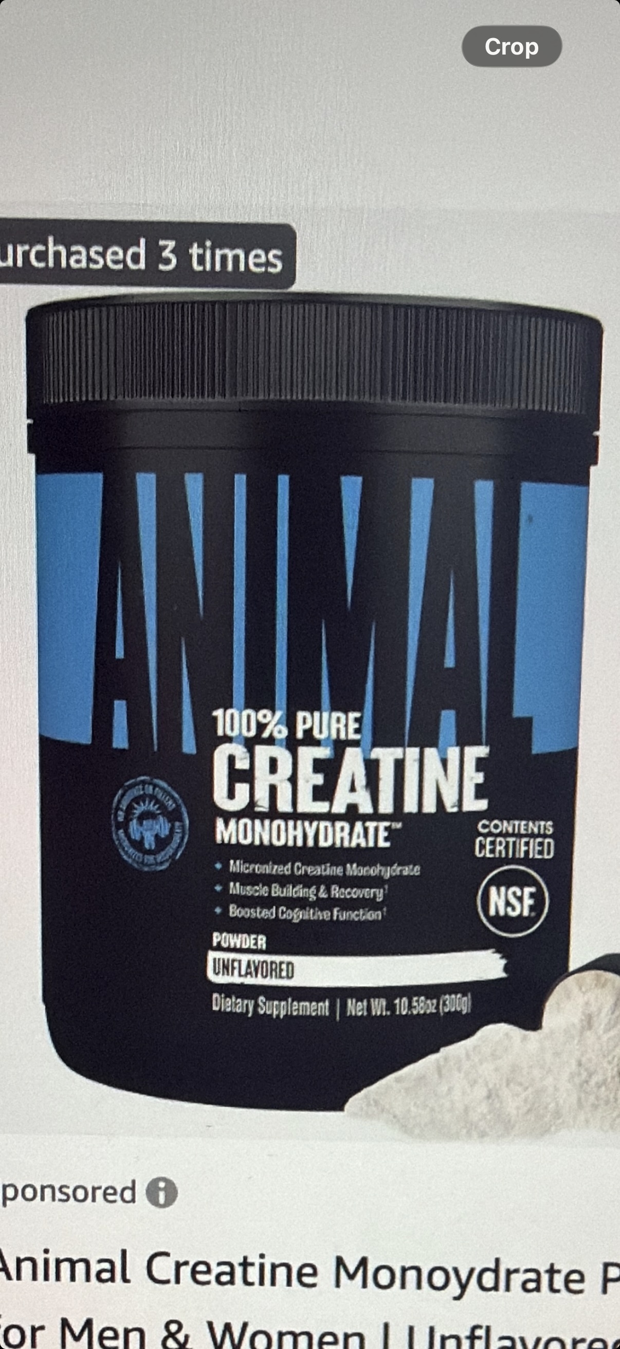 Animal 100% Pure Creatine Monohydrate, part of the upcoming Sports Supplements line
