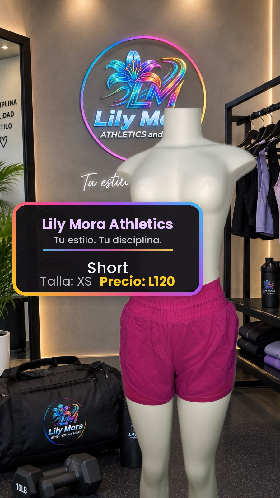 Short magenta, talla XS, precio L120