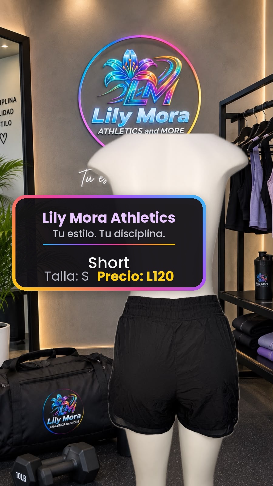 Short negro, talla S, precio L120