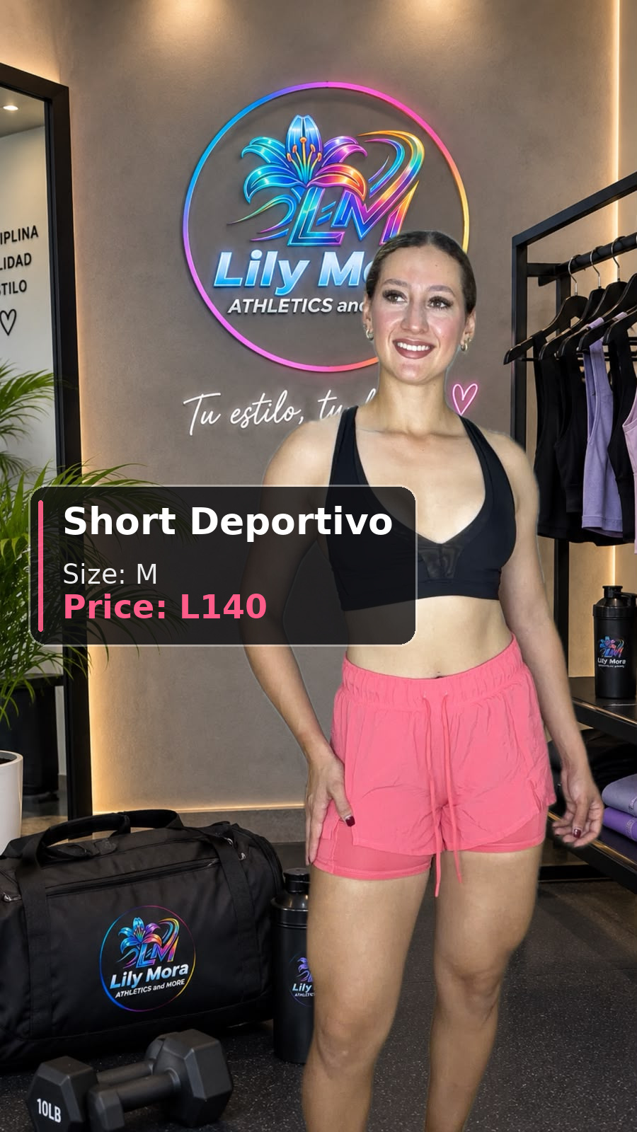 Short Deportivo coral, size M, price L140