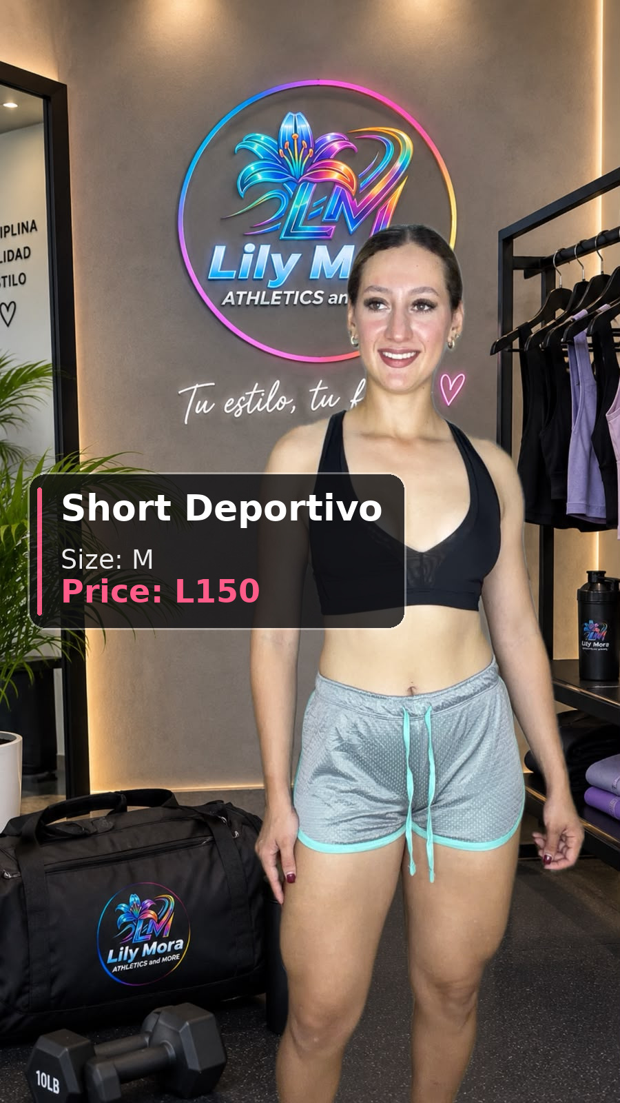 Short Deportivo grey with mint drawstring, size M, price L150