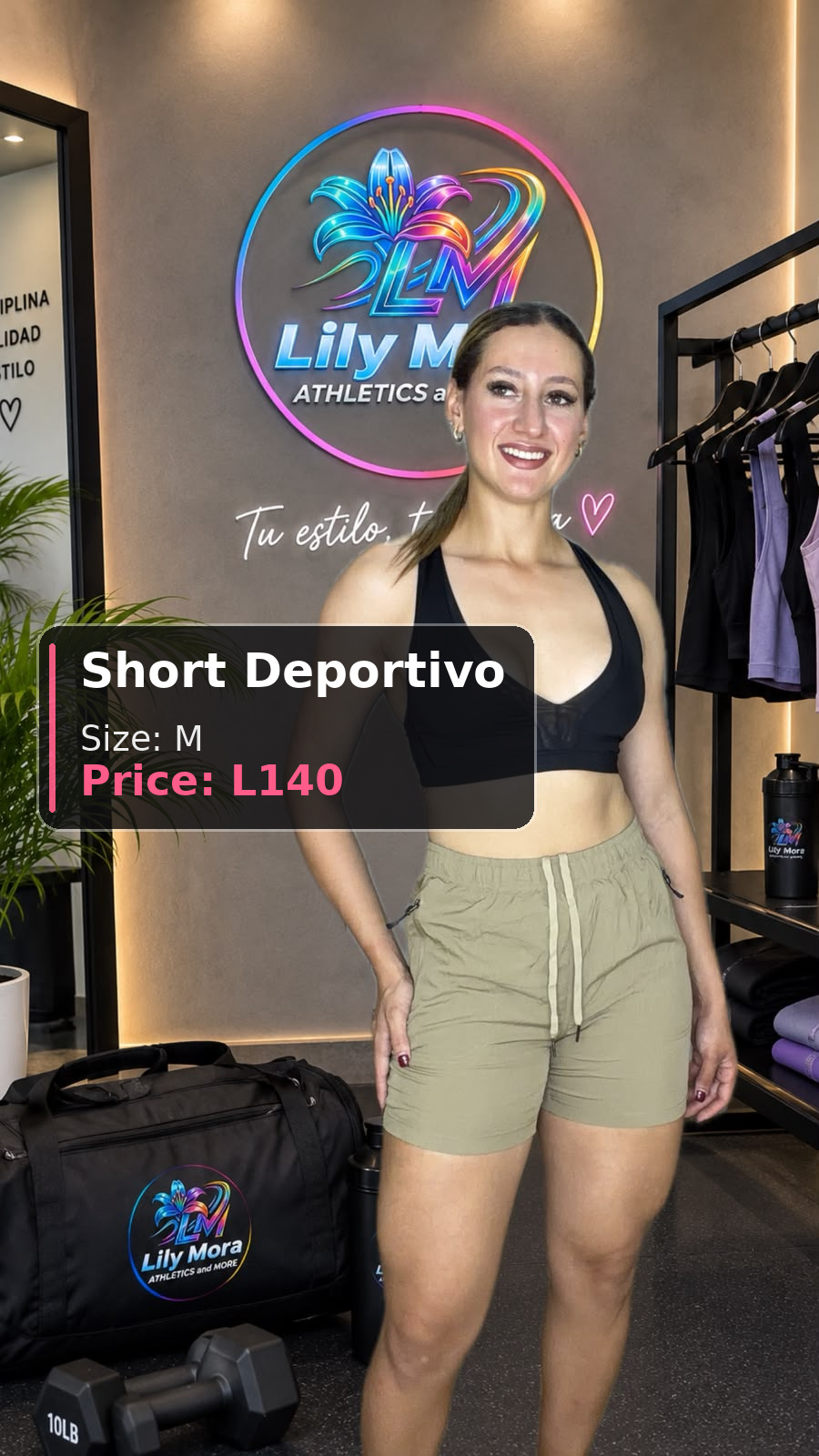 Short Deportivo khaki cargo, size M, price L140, front view