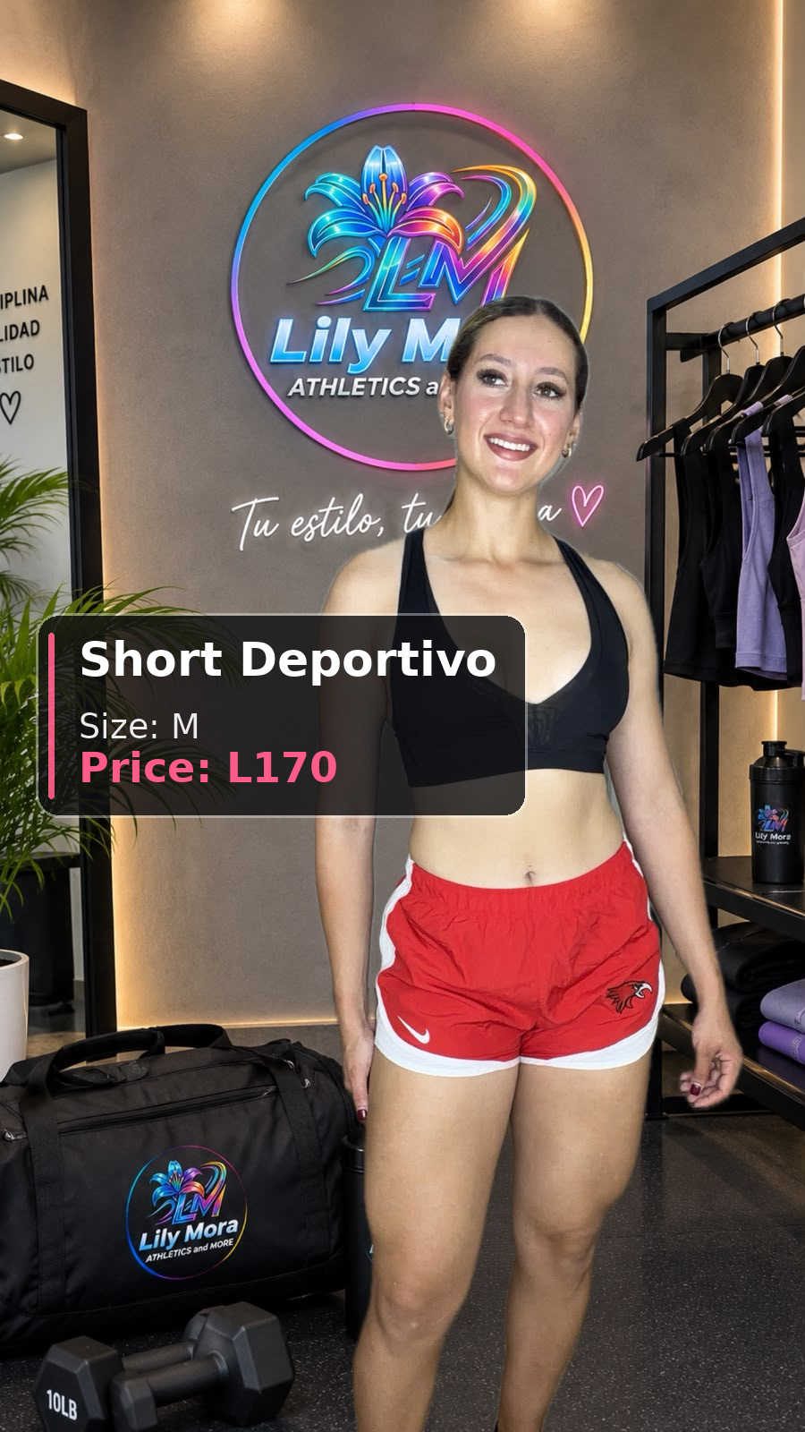 Short Deportivo rojo, size M, price L170, front view