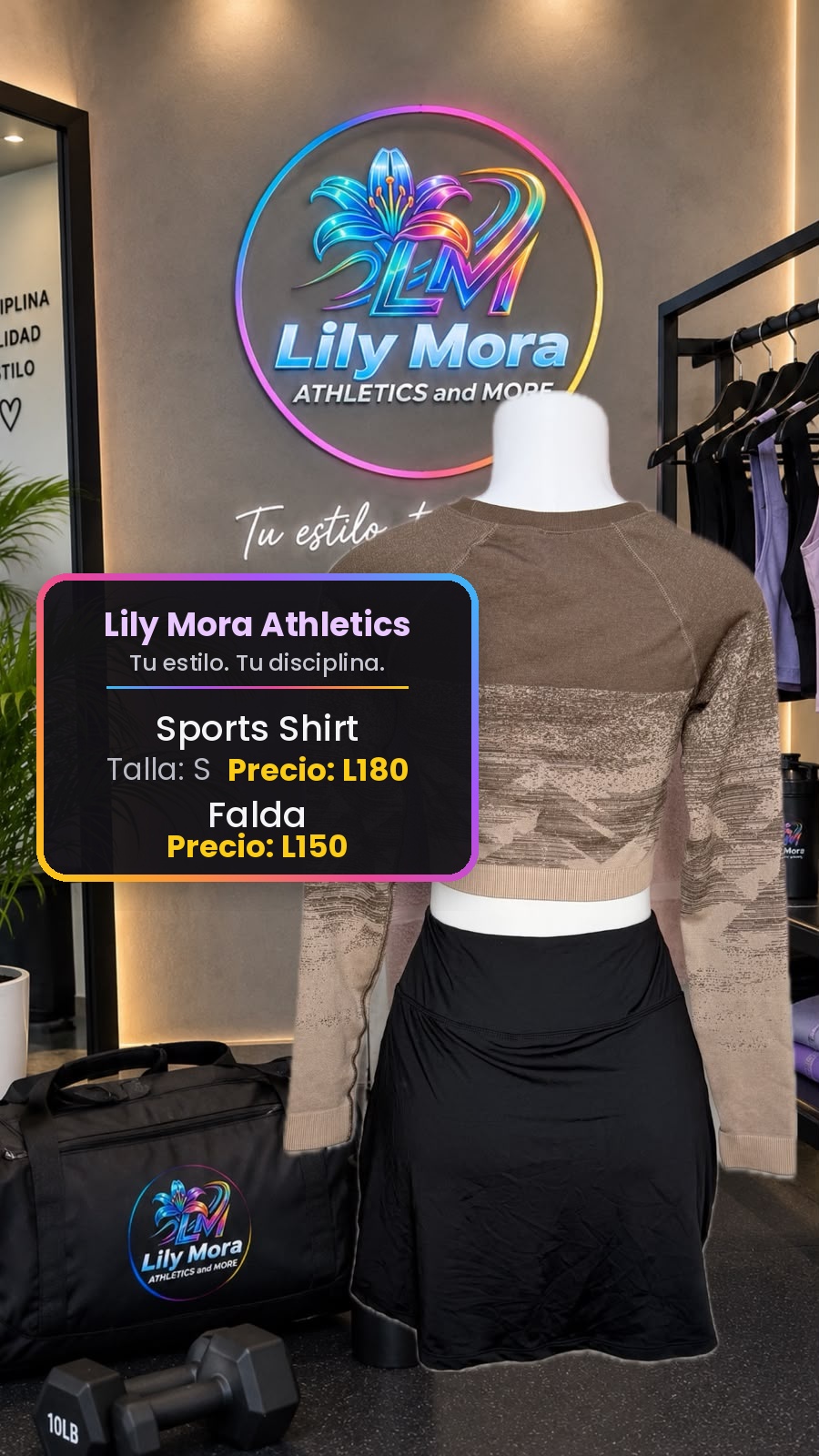 Sports Shirt cafe y Falda, back view